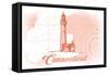 Connecticut - Lighthouse - Coral - Coastal Icon-Lantern Press-Framed Stretched Canvas