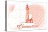 Connecticut - Lighthouse - Coral - Coastal Icon-Lantern Press-Stretched Canvas