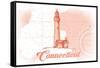 Connecticut - Lighthouse - Coral - Coastal Icon-Lantern Press-Framed Stretched Canvas