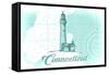 Connecticut - Lighthouse - Teal - Coastal Icon-Lantern Press-Framed Stretched Canvas