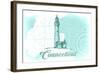 Connecticut - Lighthouse - Teal - Coastal Icon-Lantern Press-Framed Art Print