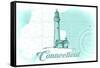 Connecticut - Lighthouse - Teal - Coastal Icon-Lantern Press-Framed Stretched Canvas