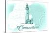 Connecticut - Lighthouse - Teal - Coastal Icon-Lantern Press-Stretched Canvas