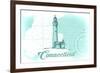 Connecticut - Lighthouse - Teal - Coastal Icon-Lantern Press-Framed Premium Giclee Print
