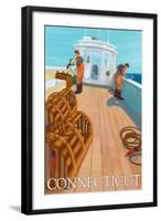 Connecticut, Lobster Fishing Boat Scene-Lantern Press-Framed Art Print