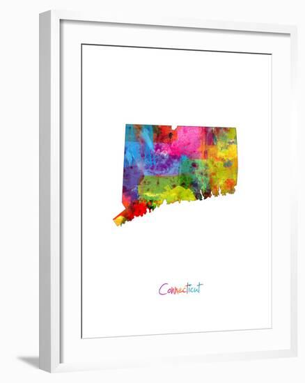 Connecticut Map-Michael Tompsett-Framed Art Print