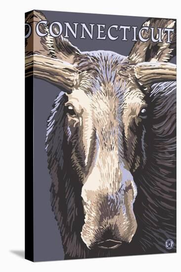 Connecticut - Moose Up Close-Lantern Press-Stretched Canvas