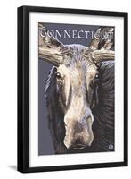 Connecticut - Moose Up Close-Lantern Press-Framed Art Print