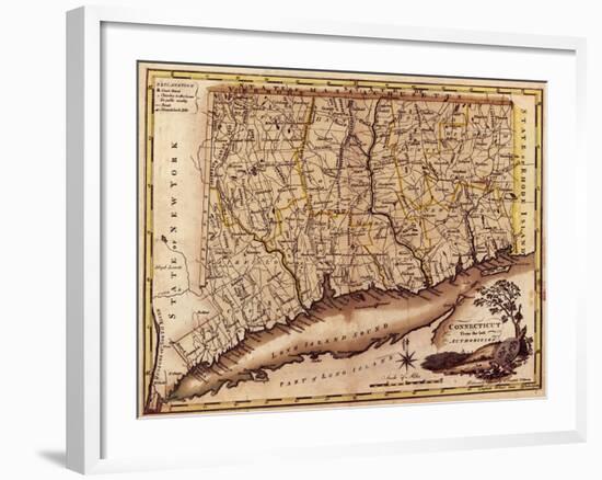 Connecticut - Panoramic Map-Lantern Press-Framed Art Print