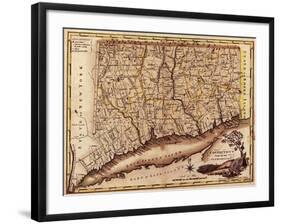 Connecticut - Panoramic Map-Lantern Press-Framed Art Print