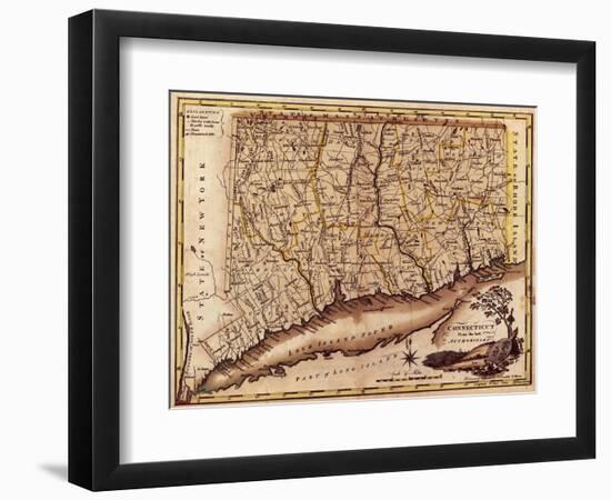 Connecticut - Panoramic Map-Lantern Press-Framed Art Print