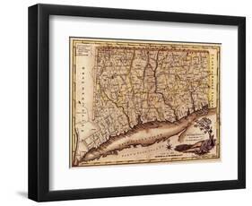 Connecticut - Panoramic Map-Lantern Press-Framed Art Print