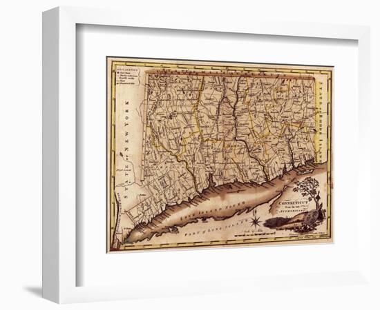 Connecticut - Panoramic Map-Lantern Press-Framed Art Print