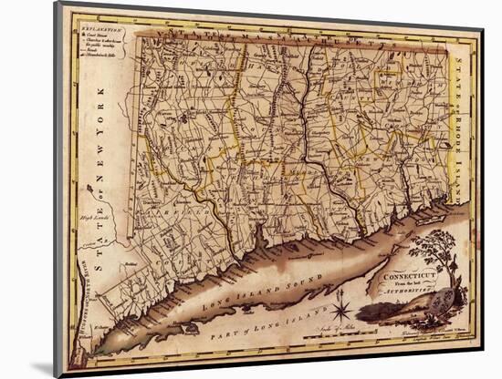 Connecticut - Panoramic Map-Lantern Press-Mounted Art Print