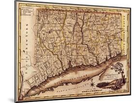 Connecticut - Panoramic Map-Lantern Press-Mounted Art Print