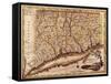 Connecticut - Panoramic Map-Lantern Press-Framed Stretched Canvas