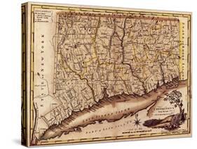 Connecticut - Panoramic Map-Lantern Press-Stretched Canvas