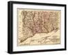 Connecticut - Panoramic Map-Lantern Press-Framed Art Print