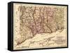 Connecticut - Panoramic Map-Lantern Press-Framed Stretched Canvas