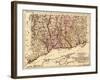 Connecticut - Panoramic Map-Lantern Press-Framed Art Print