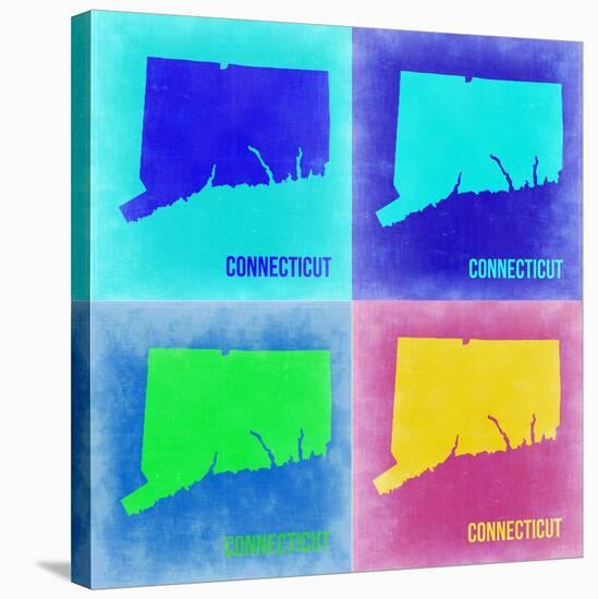 Connecticut Pop Art Map 2-NaxArt-Stretched Canvas