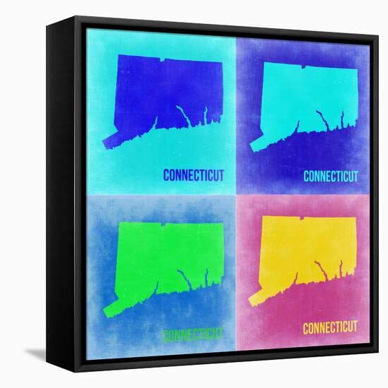 Connecticut Pop Art Map 2-NaxArt-Framed Stretched Canvas