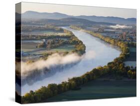 Connecticut River at Dawn As Seen From South Sugarloaf Mountain, Deerfield, Massachusetts, USA-Jerry & Marcy Monkman-Stretched Canvas