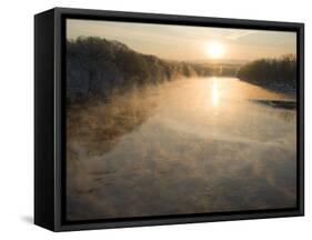 Connecticut River in Montague, Massachusetts at Sunrise on a Frosty Morning-John Nordell-Framed Stretched Canvas