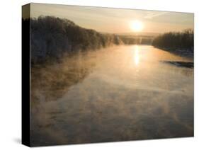 Connecticut River in Montague, Massachusetts at Sunrise on a Frosty Morning-John Nordell-Stretched Canvas