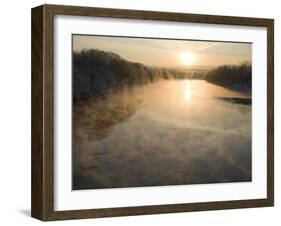 Connecticut River in Montague, Massachusetts at Sunrise on a Frosty Morning-John Nordell-Framed Photographic Print