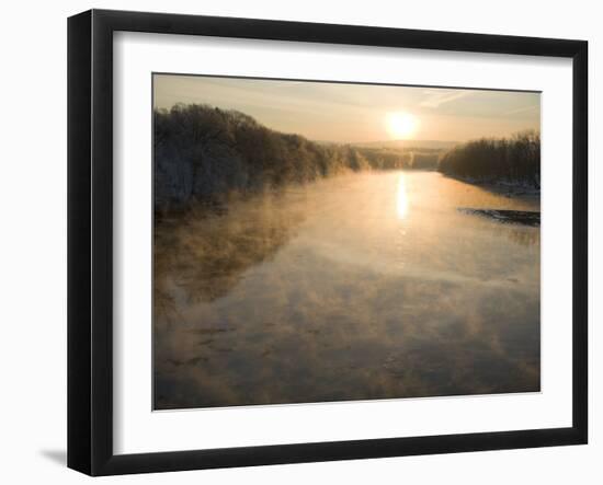 Connecticut River in Montague, Massachusetts at Sunrise on a Frosty Morning-John Nordell-Framed Photographic Print