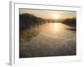 Connecticut River in Montague, Massachusetts at Sunrise on a Frosty Morning-John Nordell-Framed Photographic Print