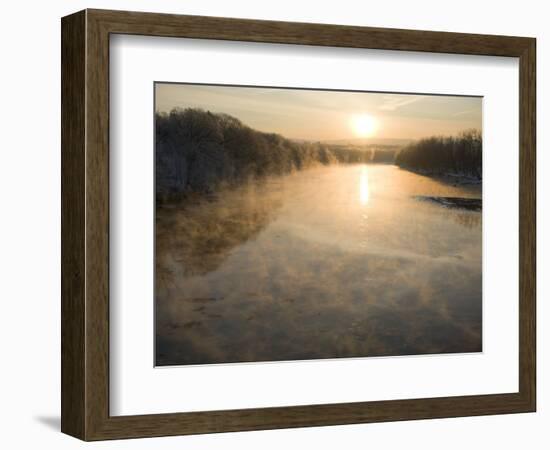 Connecticut River in Montague, Massachusetts at Sunrise on a Frosty Morning-John Nordell-Framed Photographic Print