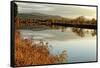 Connecticut River Tranquil Autumn Scenic Vista-George Oze-Framed Stretched Canvas