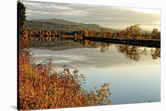 Connecticut River Tranquil Autumn Scenic Vista-George Oze-Stretched Canvas