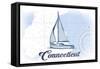 Connecticut - Sailboat - Blue - Coastal Icon-Lantern Press-Framed Stretched Canvas