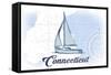 Connecticut - Sailboat - Blue - Coastal Icon-Lantern Press-Framed Stretched Canvas