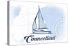 Connecticut - Sailboat - Blue - Coastal Icon-Lantern Press-Stretched Canvas