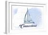 Connecticut - Sailboat - Blue - Coastal Icon-Lantern Press-Framed Art Print