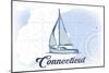 Connecticut - Sailboat - Blue - Coastal Icon-Lantern Press-Mounted Art Print