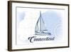 Connecticut - Sailboat - Blue - Coastal Icon-Lantern Press-Framed Art Print