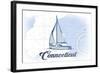 Connecticut - Sailboat - Blue - Coastal Icon-Lantern Press-Framed Art Print