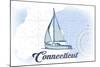 Connecticut - Sailboat - Blue - Coastal Icon-Lantern Press-Mounted Art Print