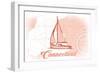 Connecticut - Sailboat - Coral - Coastal Icon-Lantern Press-Framed Art Print