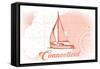 Connecticut - Sailboat - Coral - Coastal Icon-Lantern Press-Framed Stretched Canvas