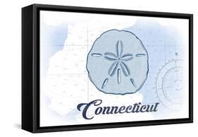 Connecticut - Sand Dollar - Blue - Coastal Icon-Lantern Press-Framed Stretched Canvas