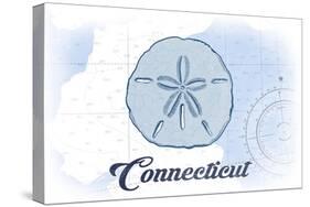 Connecticut - Sand Dollar - Blue - Coastal Icon-Lantern Press-Stretched Canvas
