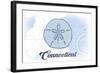 Connecticut - Sand Dollar - Blue - Coastal Icon-Lantern Press-Framed Art Print