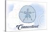 Connecticut - Sand Dollar - Blue - Coastal Icon-Lantern Press-Stretched Canvas