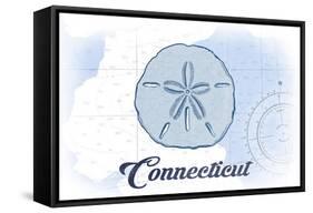 Connecticut - Sand Dollar - Blue - Coastal Icon-Lantern Press-Framed Stretched Canvas